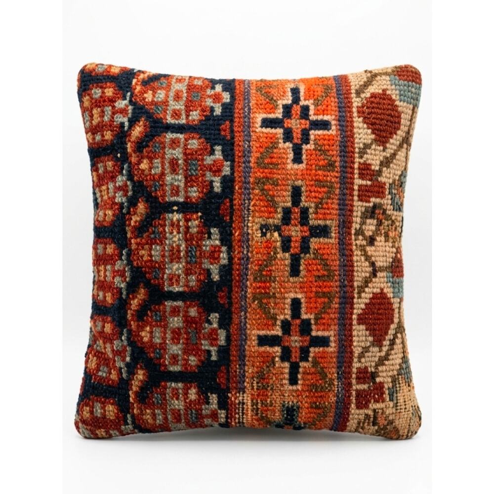 Vintage Tapestry Rug Aztec Throw Pillow Wool 10" X 12"